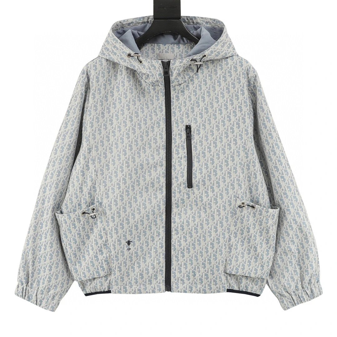 All-Over Printed Washed Vintage Jacquard Zip Trench Coat