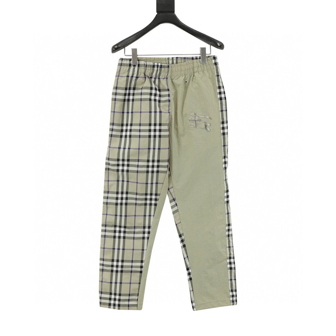 Classic diagonal plaid patchwork pants