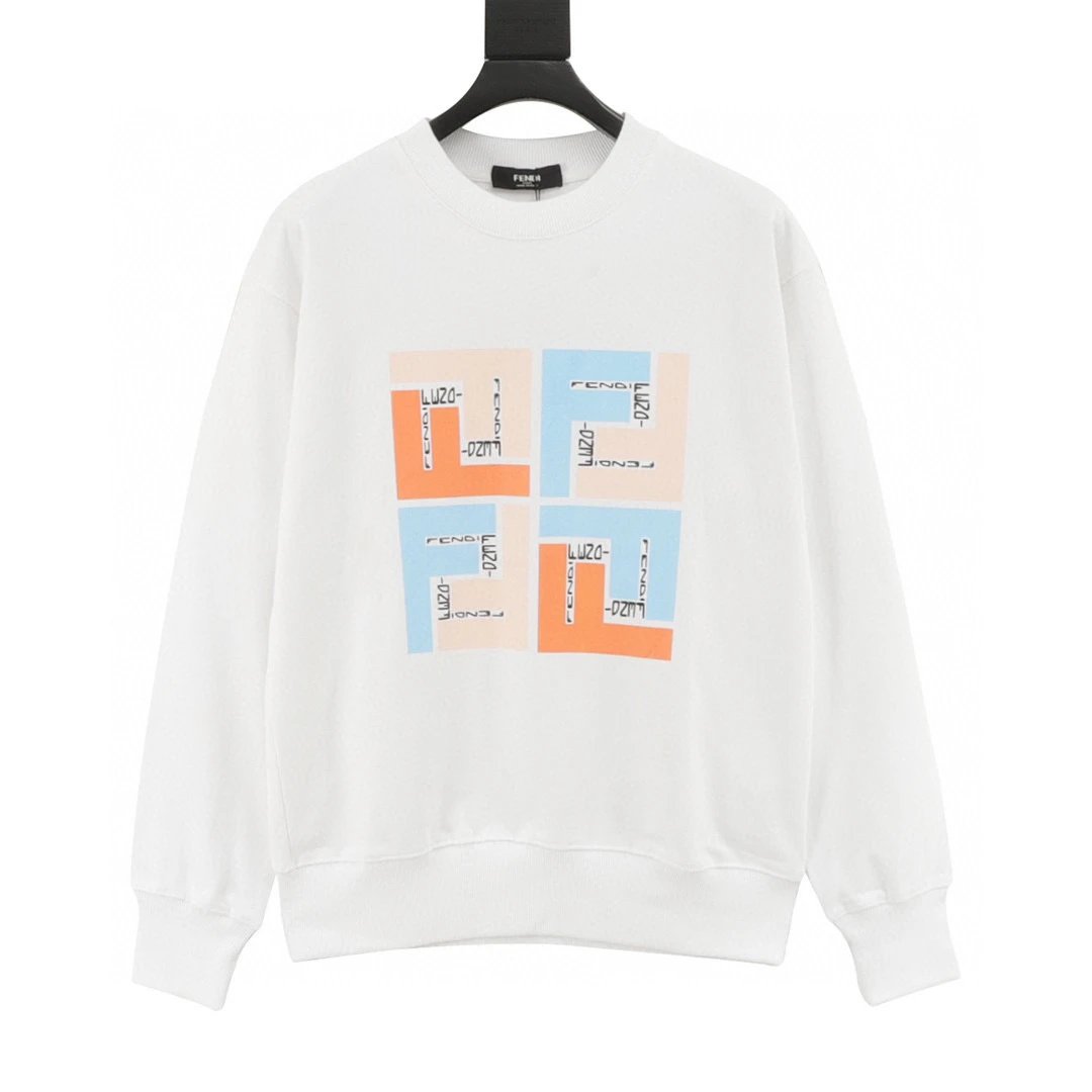 Fendi 25FW Square Logo Round Neck Hoodie