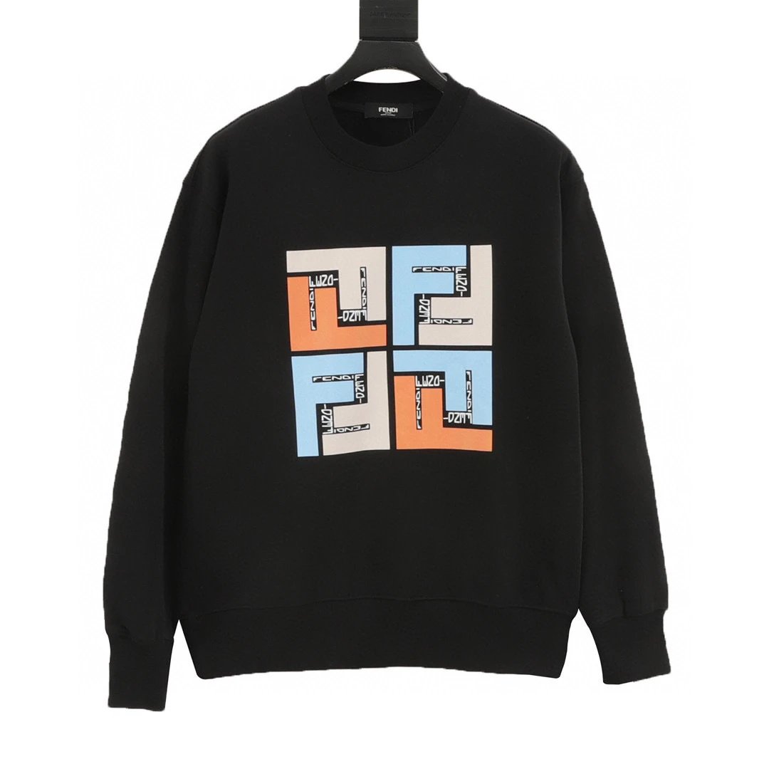 Fendi 25FW Square Logo Round Neck Hoodie