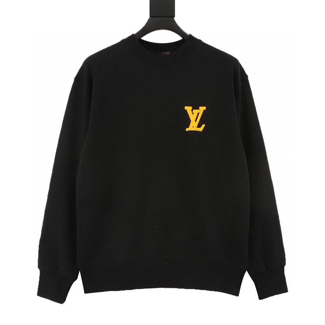 Three dimensional yellow label round neck hoodie