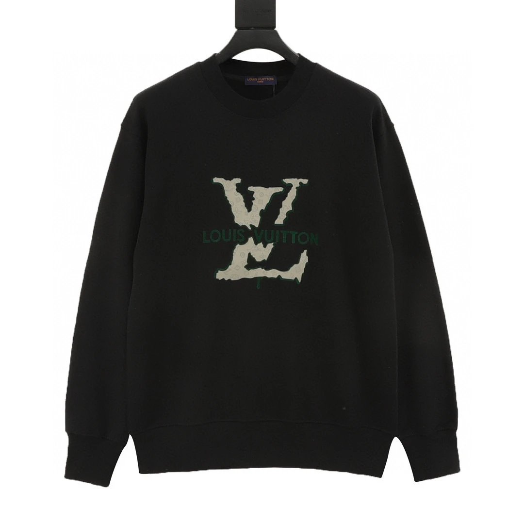 Plush logo round neck hoodie