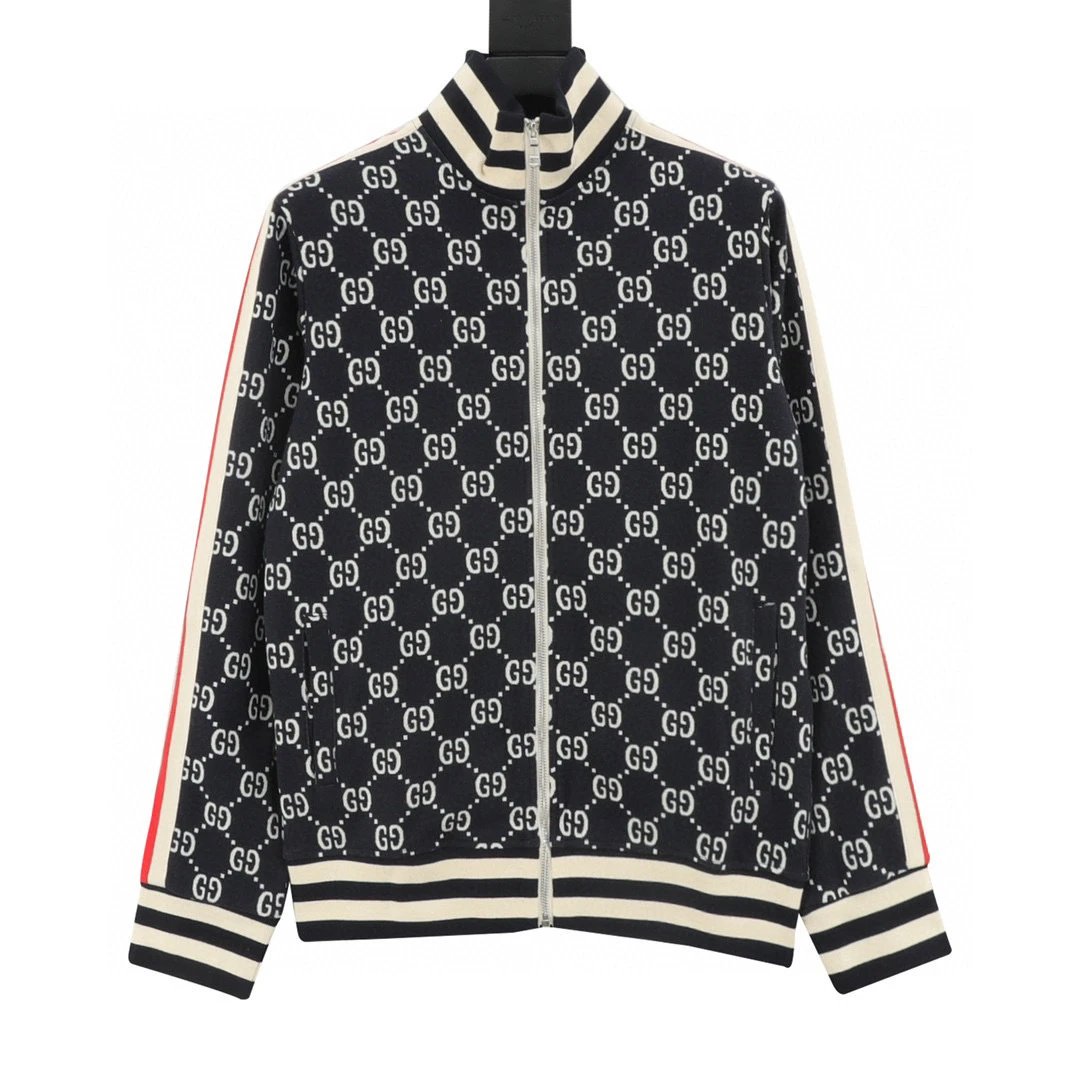 GUCCI。 Classic full printed jacquard logo set jacket