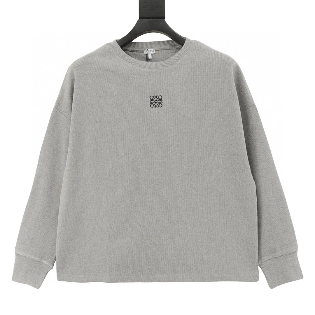 Loewe/Loewe 25Fw logo embroidered waffle long sleeved sweatshirt