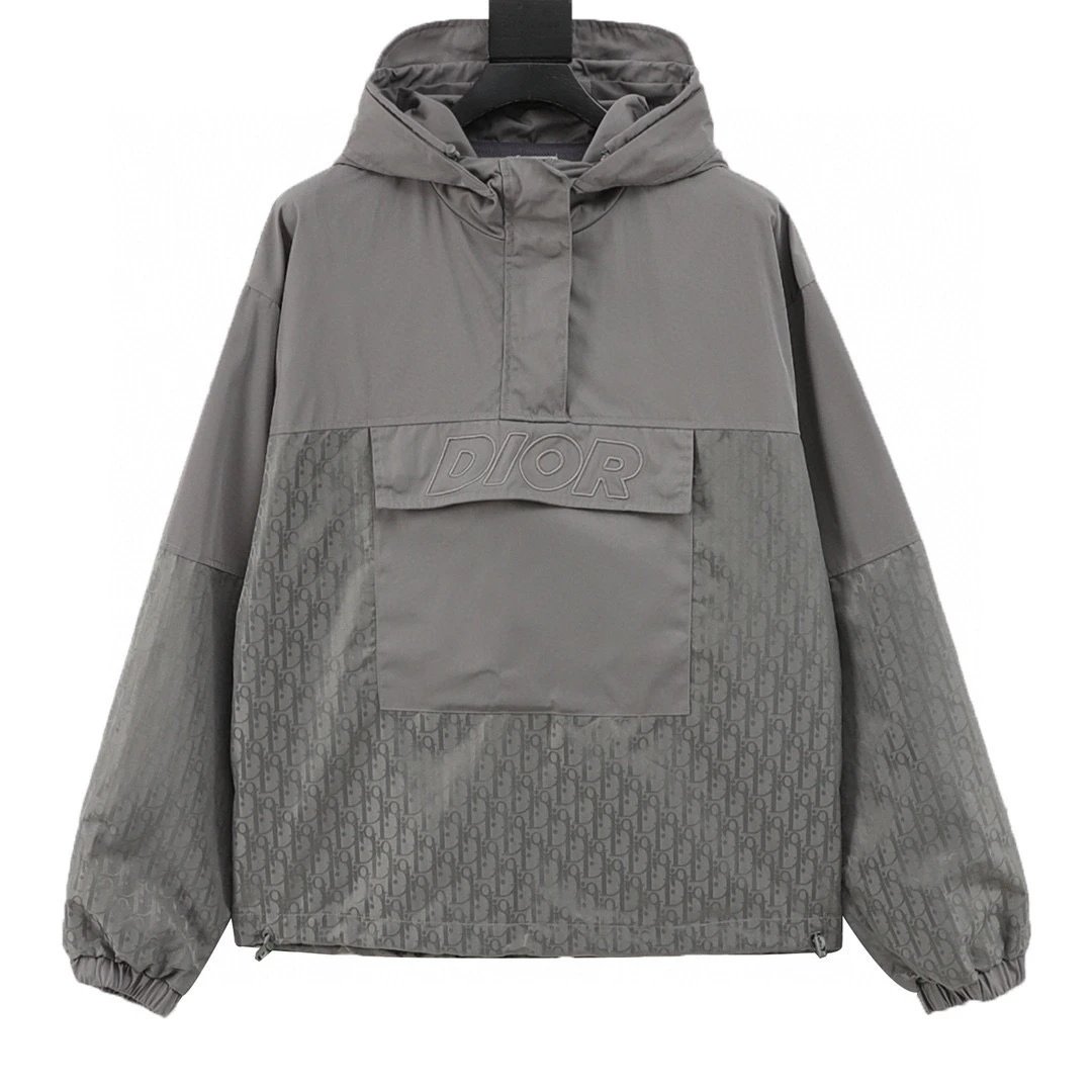 DIOR。 Half zip embroidered full print submachine jacket