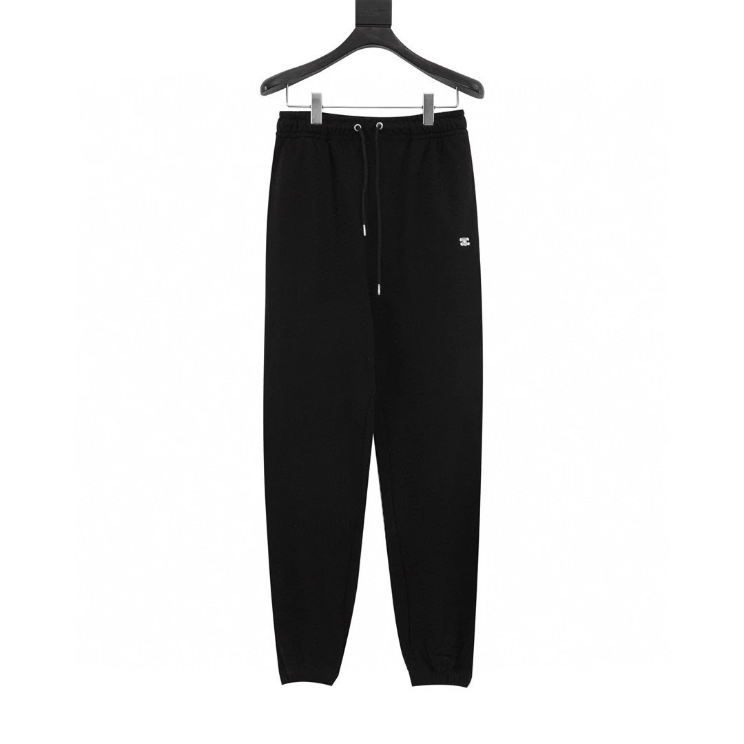 Arc de Triomphe embroidered looped cotton drawstring sports pants