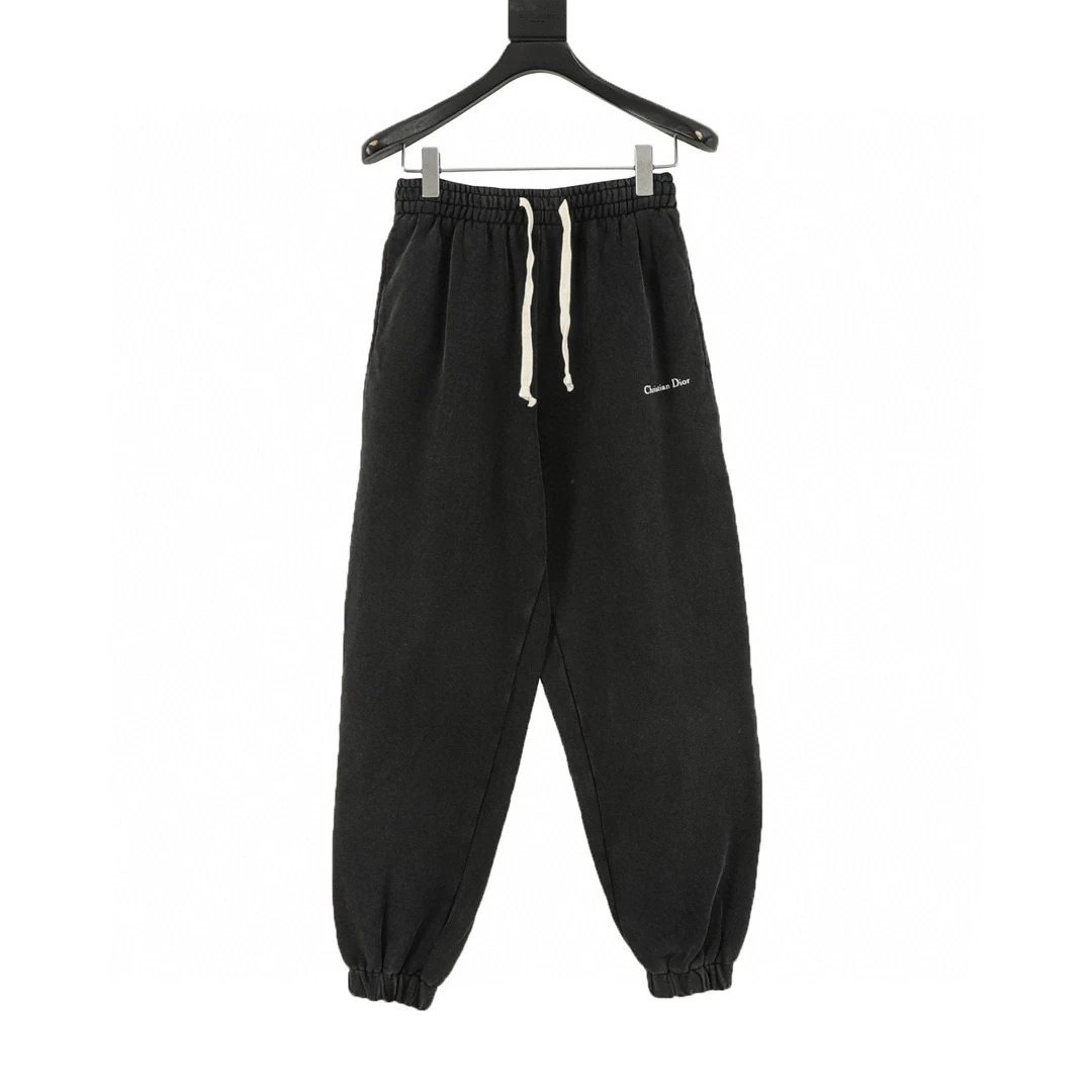Washed Letter Print Webbing Pants