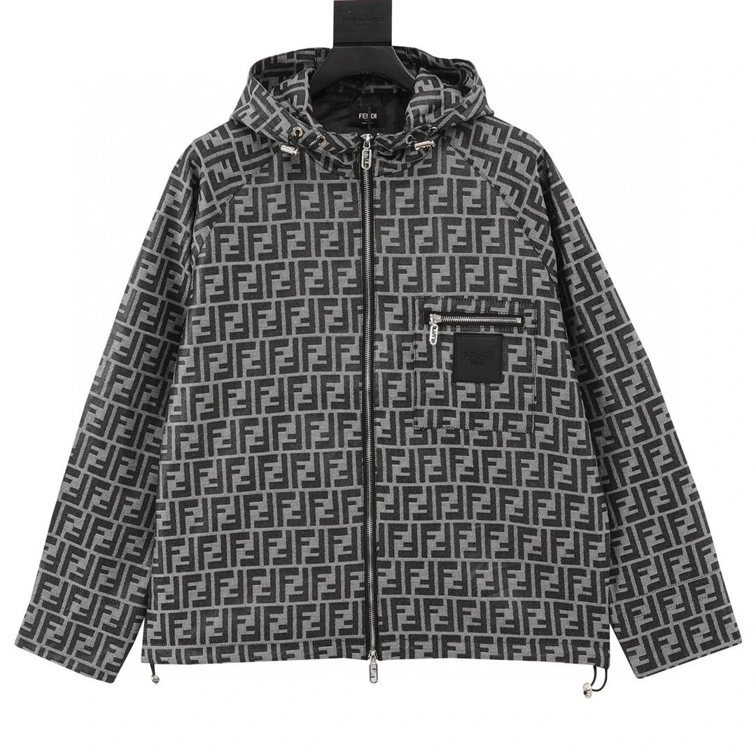 Fendi/Fendi Old Flower FF Full Print Windbreaker Zipper Coat