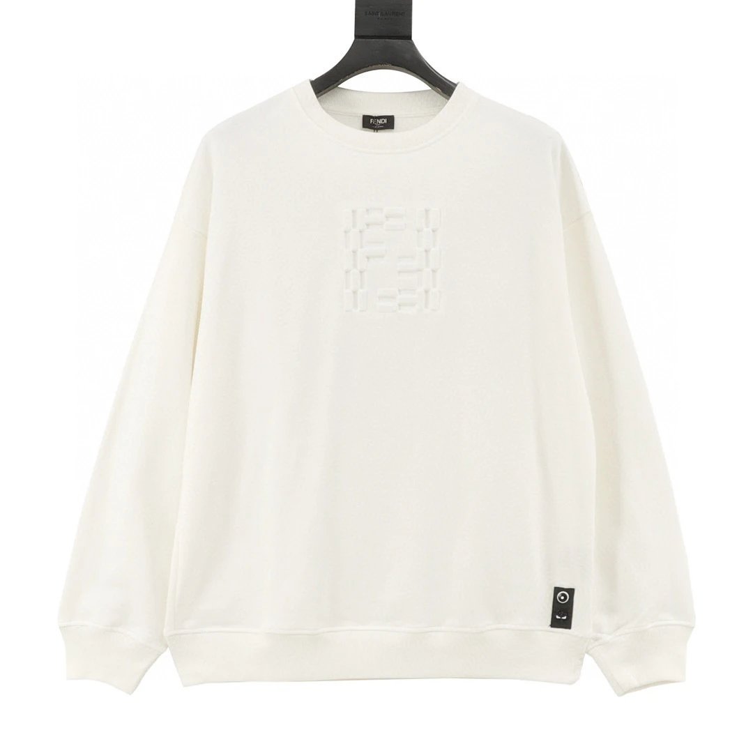 Fendi / 25FwDark-patterned double F letter three-dimensional embossed round-neck sweatshirt