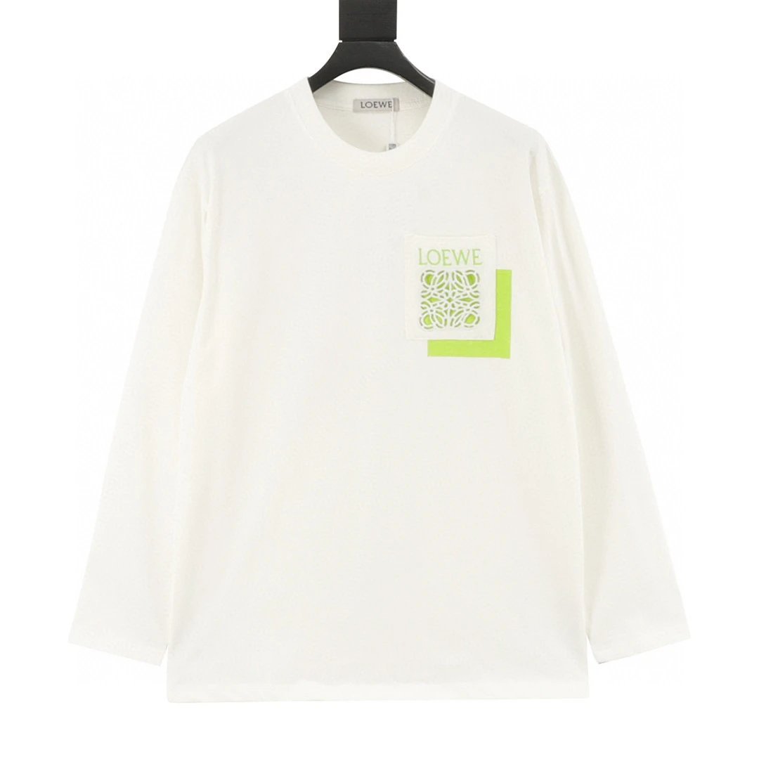 Loewe/ 25Fw Long sleeve T-shirt with hollow-out logo overlapping pockets