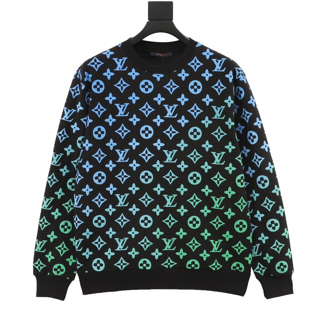 A full-printed gradient round-neck hoodie