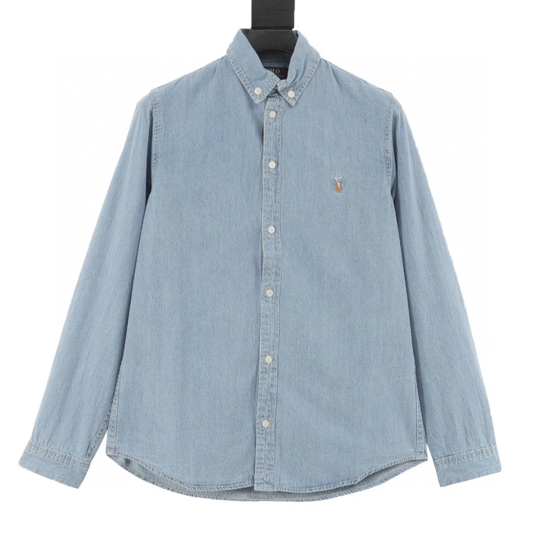 RALPH LAUREN 25SS pony embroidered denim long sleeved shirt