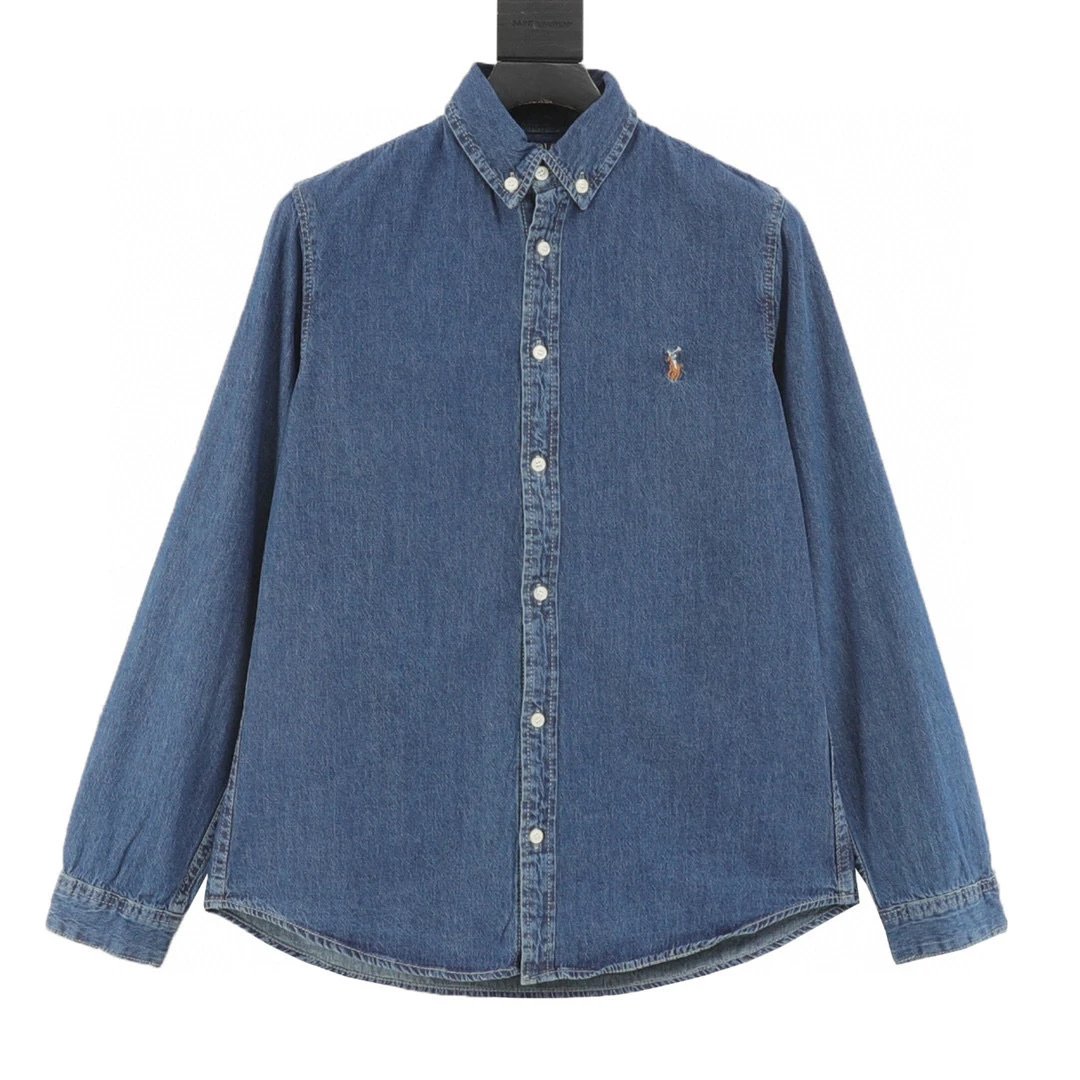 RALPH LAUREN 25SS pony embroidered denim long sleeved shirt