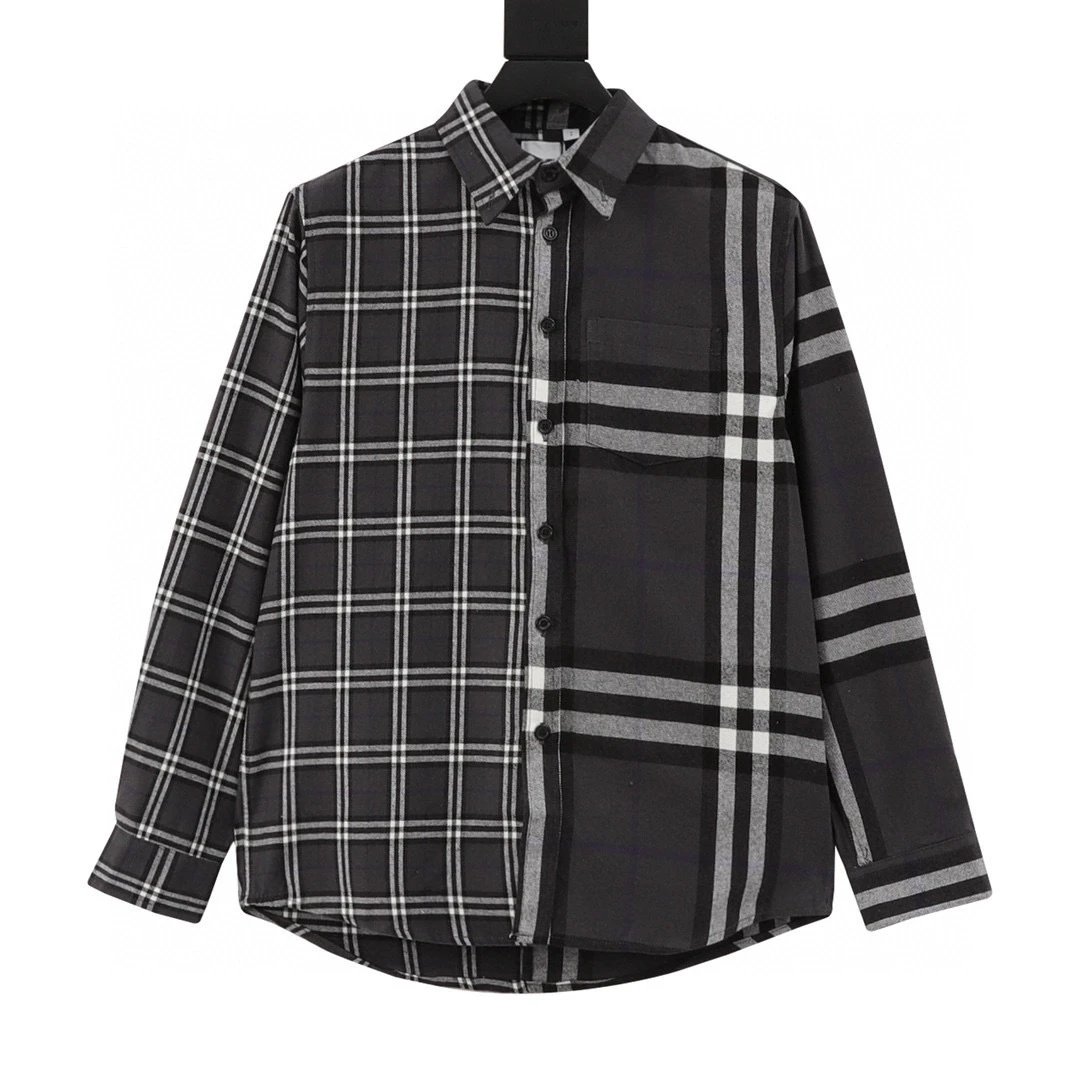 Double stitched brushed striped checkered classic shirt