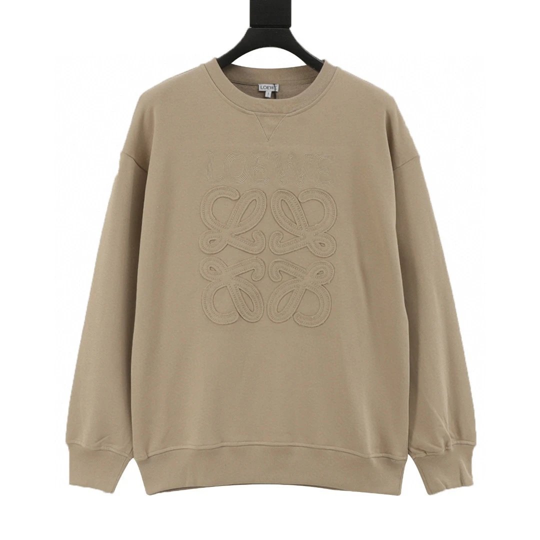 Loewe/Loewe 25fw contrasting letter knitted totem logo sticker embroidered sweatshirt