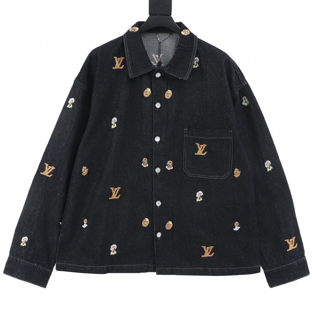 Fei Dong joint series letter pattern embroidery single breasted lapel denim jacket
