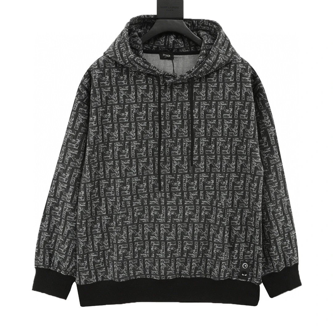 Fendi 25Fw Full Print Double F Color blocked Hand Sleeve Hoodie