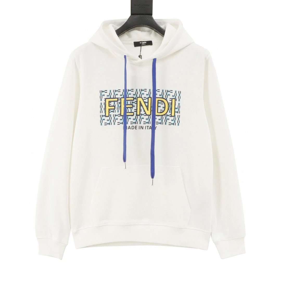 Fendi/Fendi 25Fw FF towel embroidered letter sticker cloth hooded sweatshirt