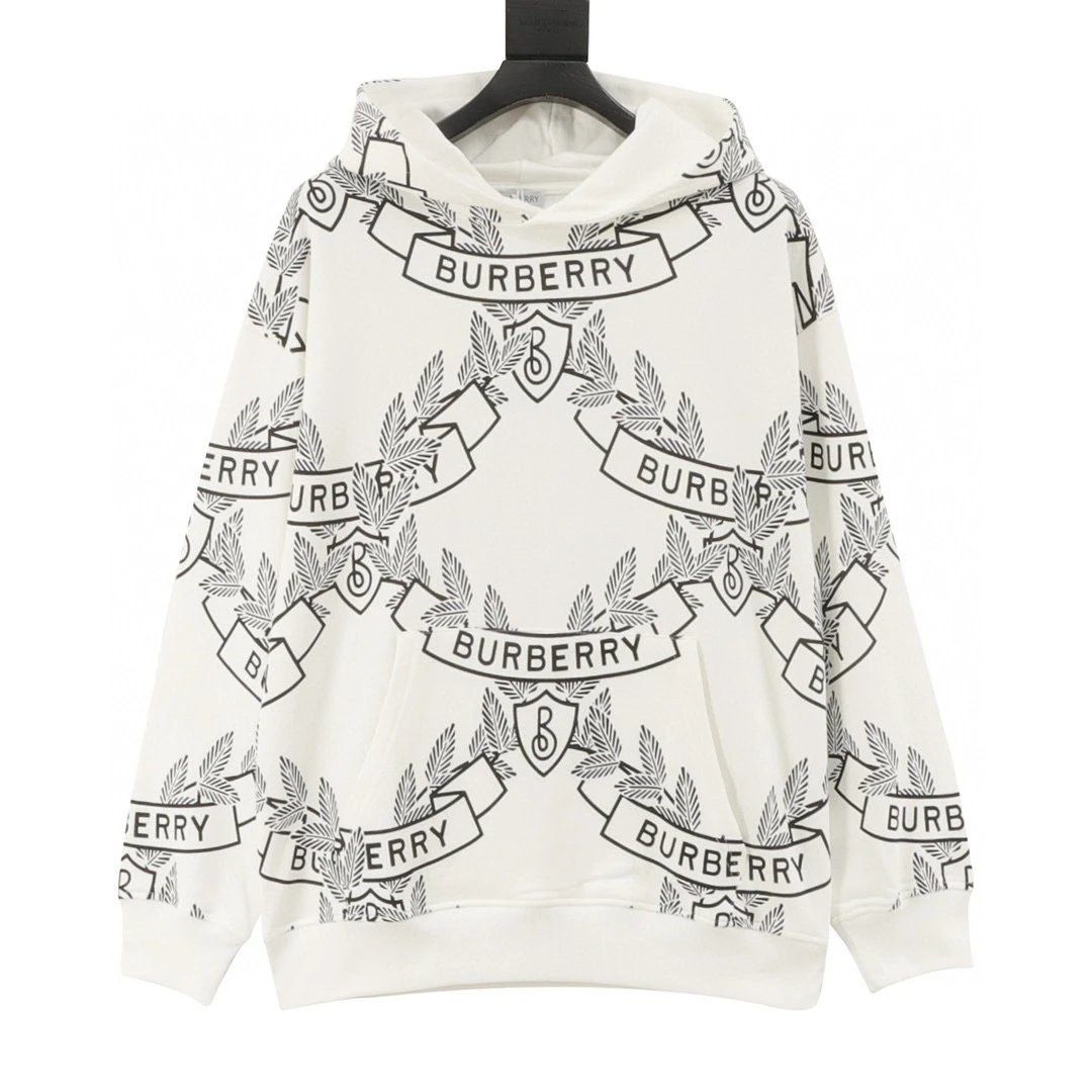 Classic wheat ear letter full body printed logo round neck hoodie