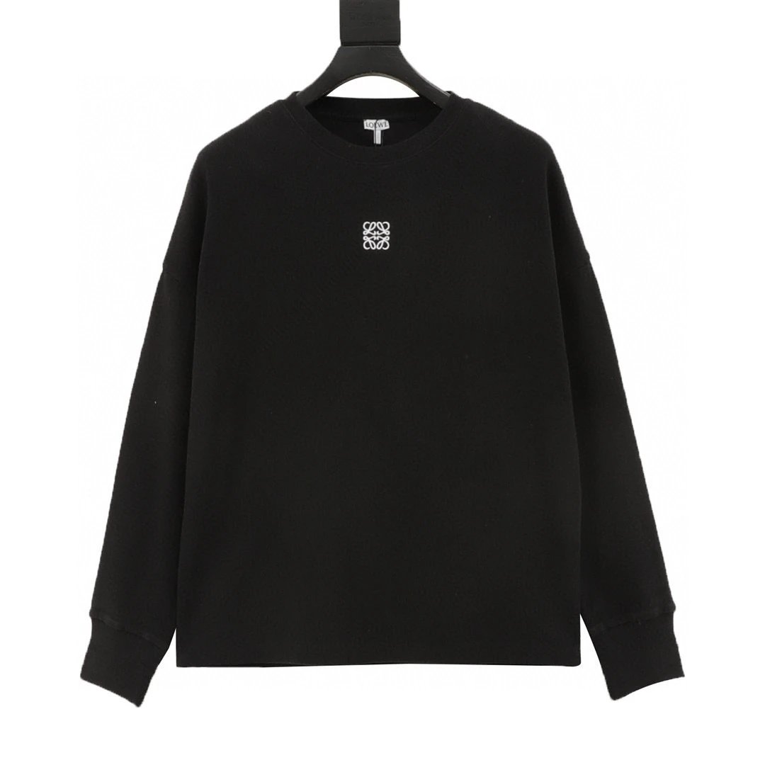 Loewe/Loewe 25Fw logo embroidered waffle long sleeved sweatshirt