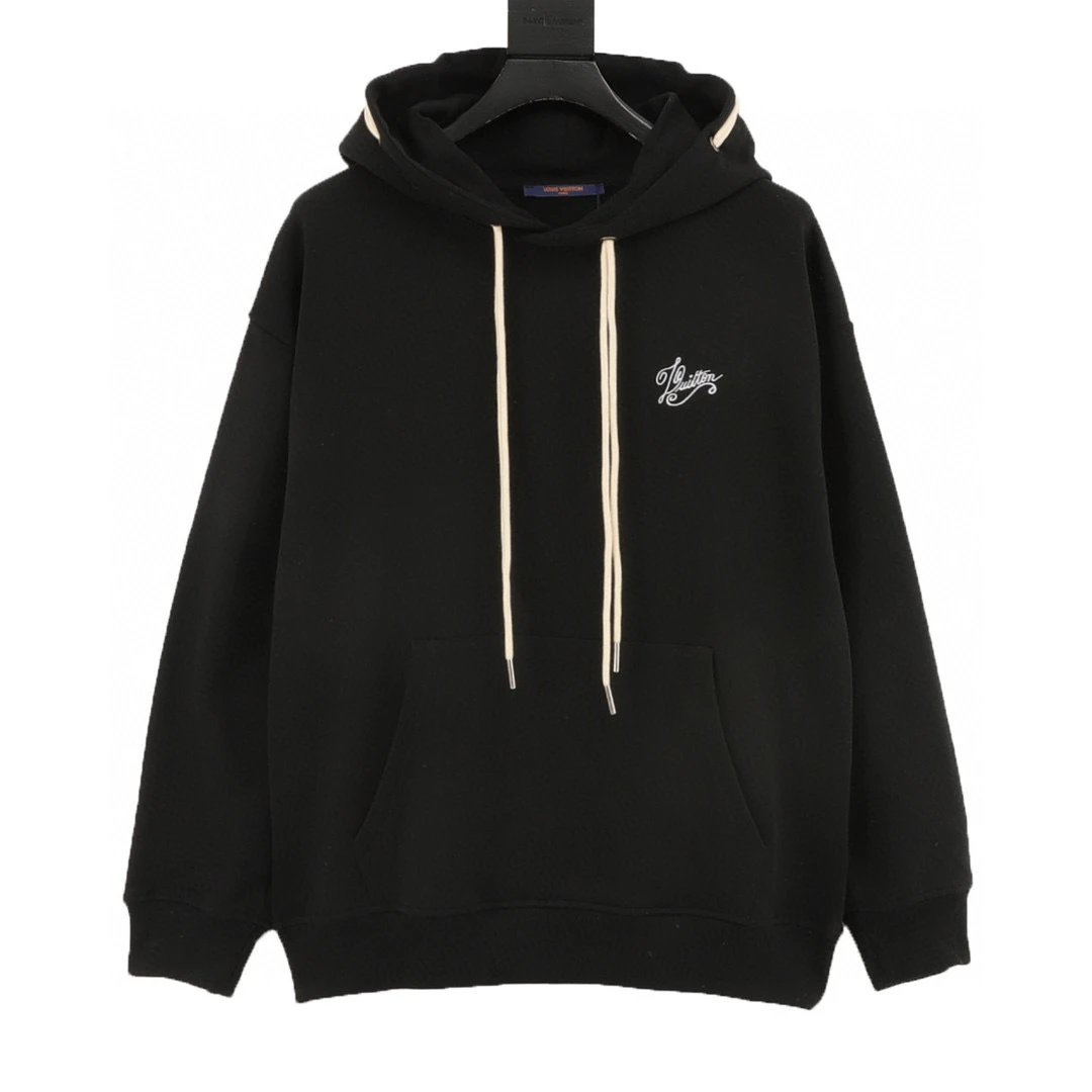 Front and rear embroidered letter logo hooded sweatshirt