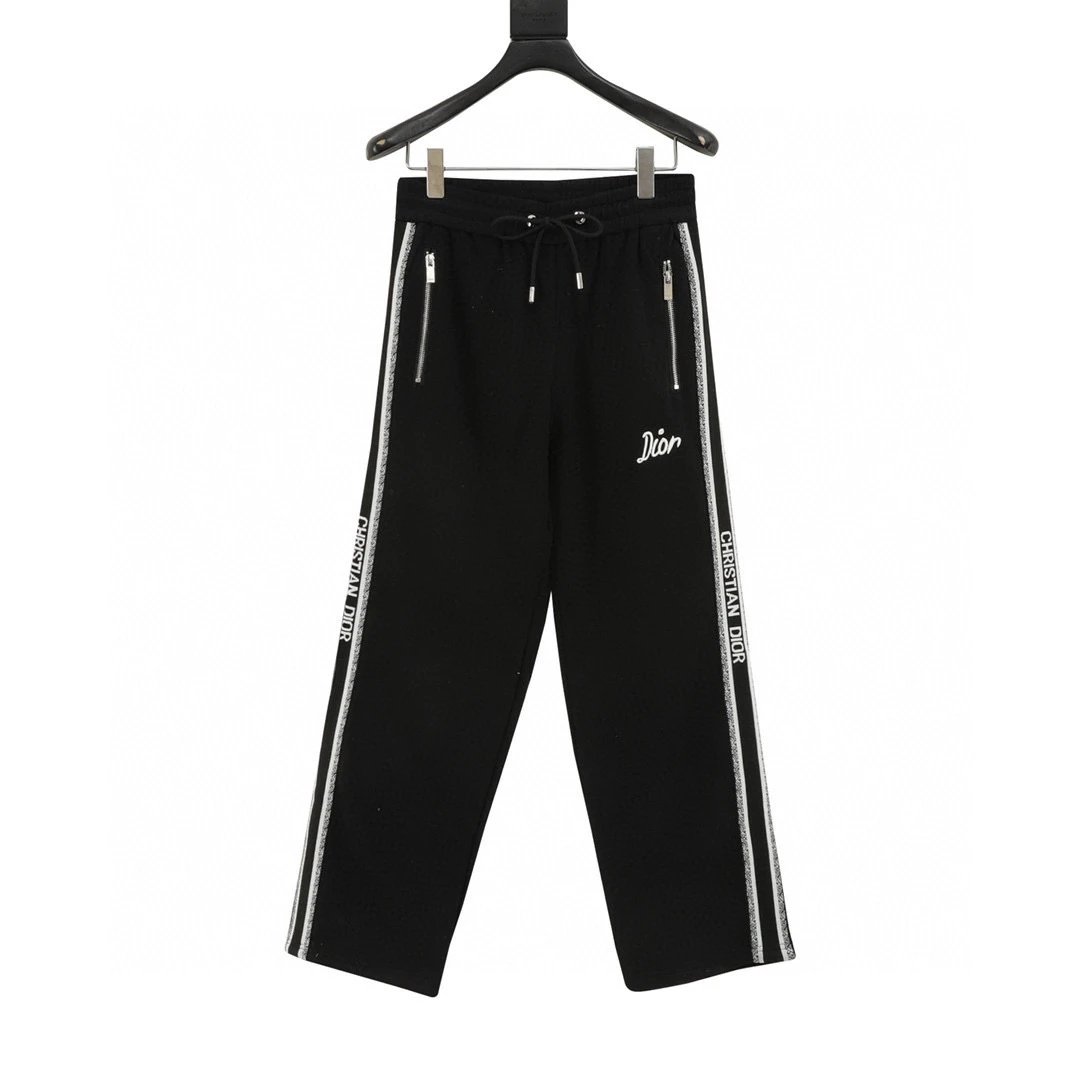 Letter embroidery woven tape looped cotton unisex casual sports pants