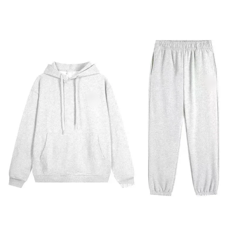 White-Grey Hooded Jogger Suit