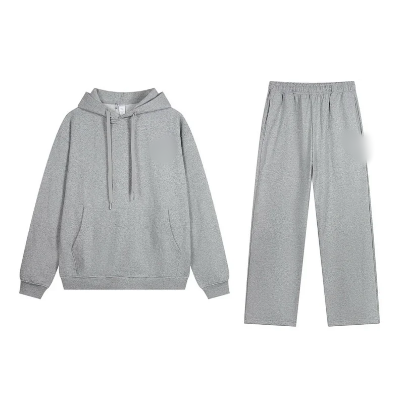 Grey Hooded Straight-Leg Suit
