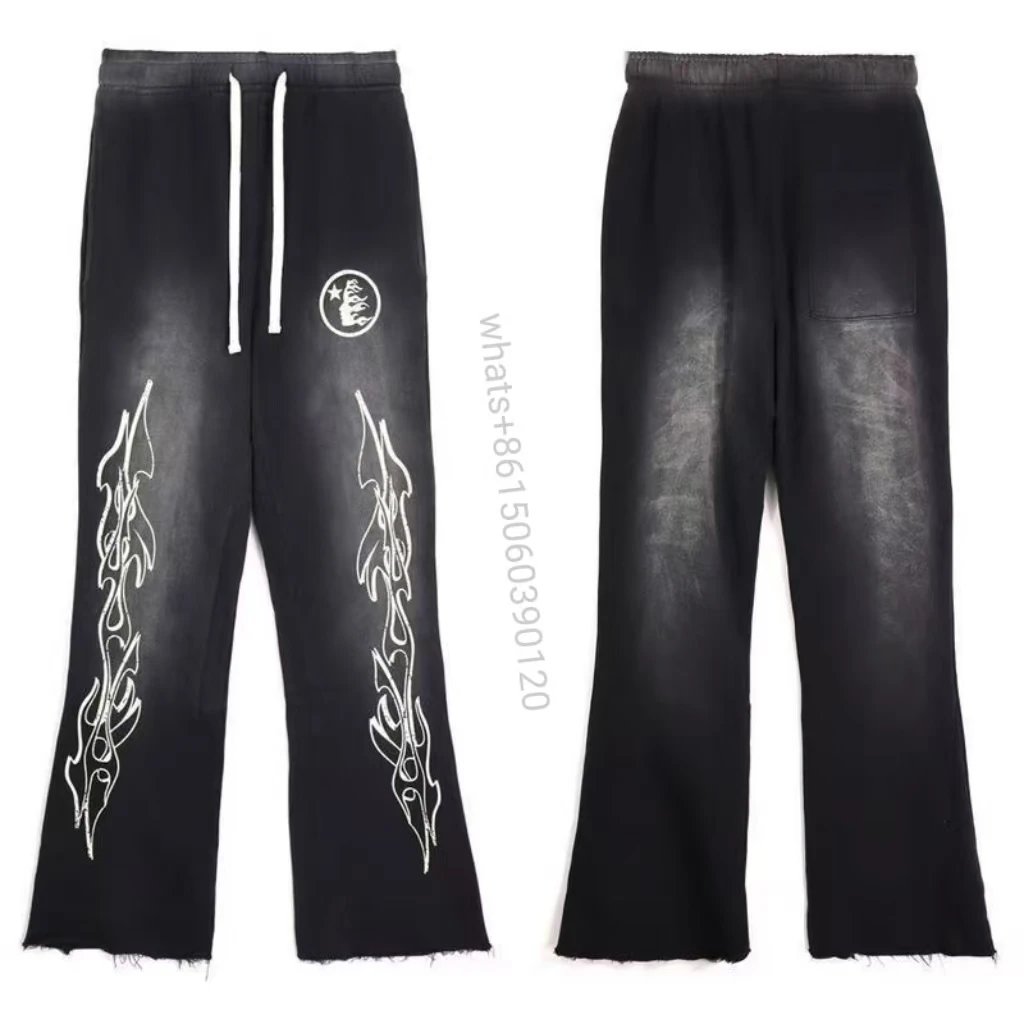 Hellstar Tracksuits Flame Graphic Hoodie and Flared Sweatpants Set — 36