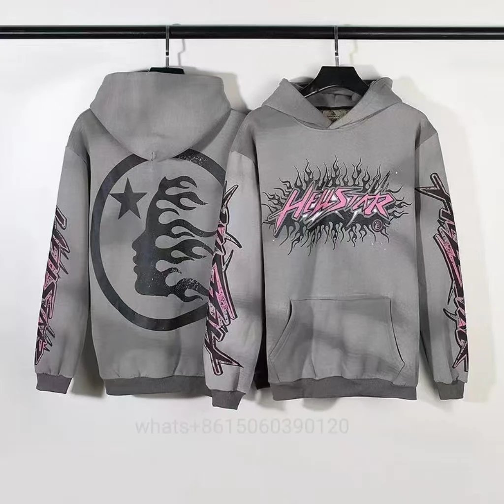 Hellstar Tracksuits Flame Graphic Hoodie and Flared Sweatpants Set — 27