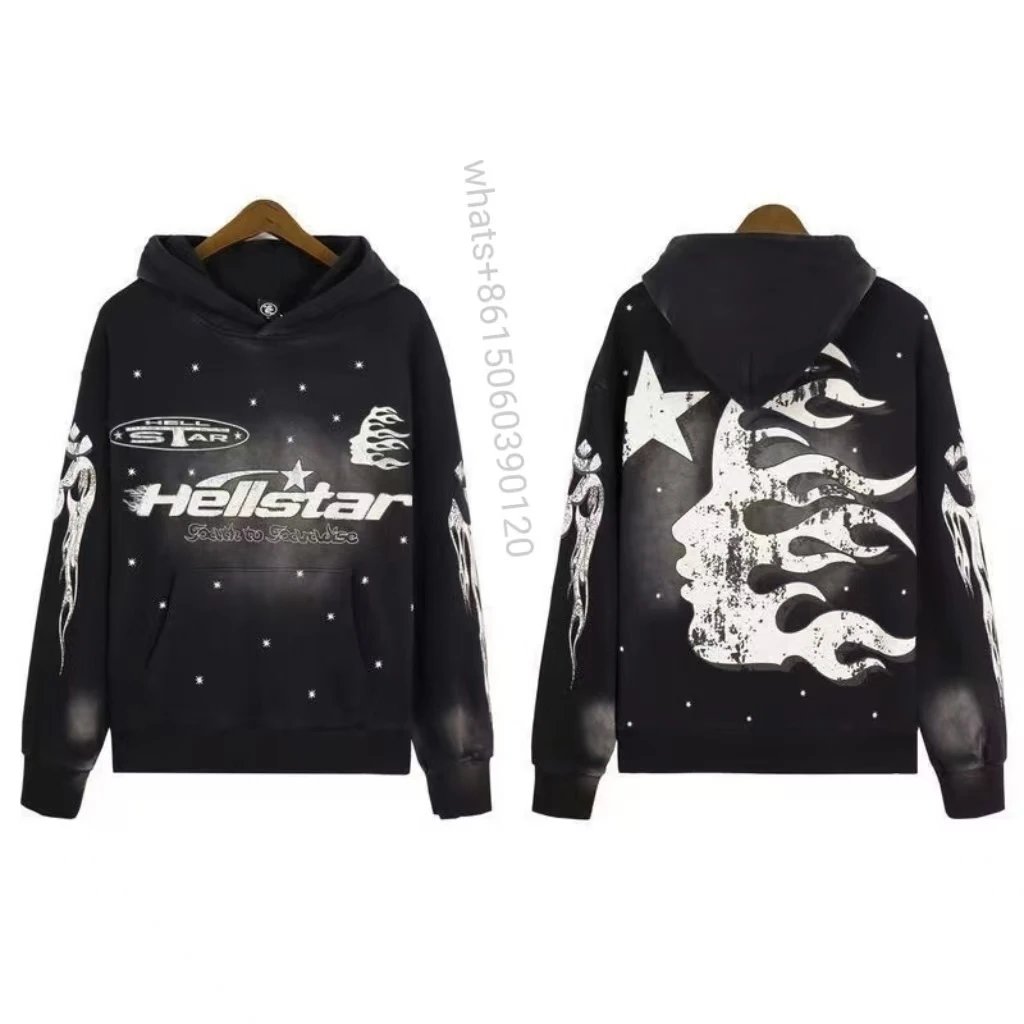 Hellstar Tracksuits Flame Graphic Hoodie and Flared Sweatpants Set — 35