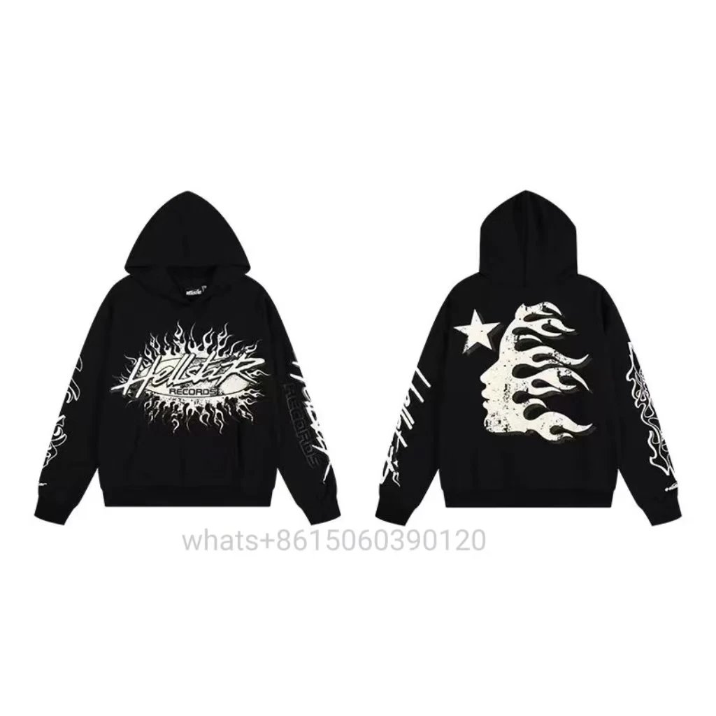 Hellstar Tracksuits Flame Graphic Hoodie and Flared Sweatpants Set — 5