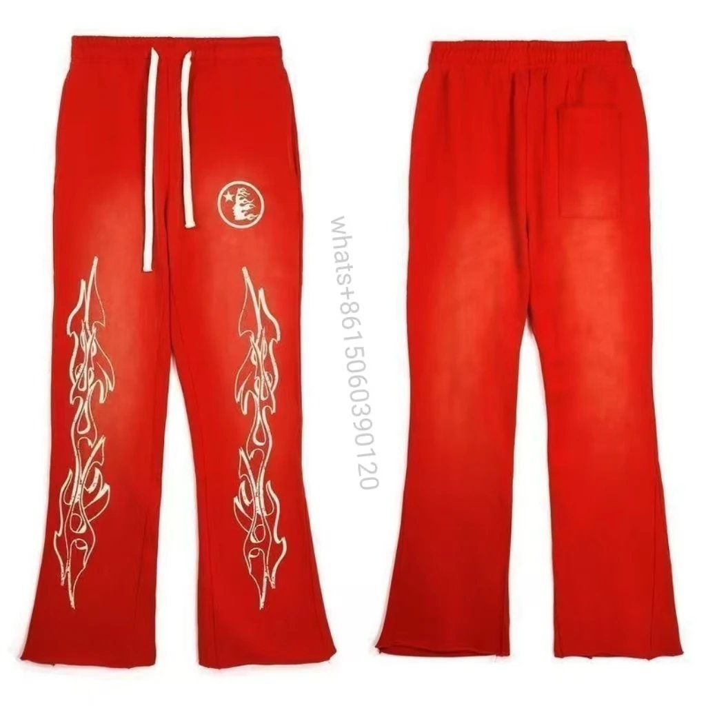 Hellstar Tracksuits Flame Graphic Hoodie and Flared Sweatpants Set — 32