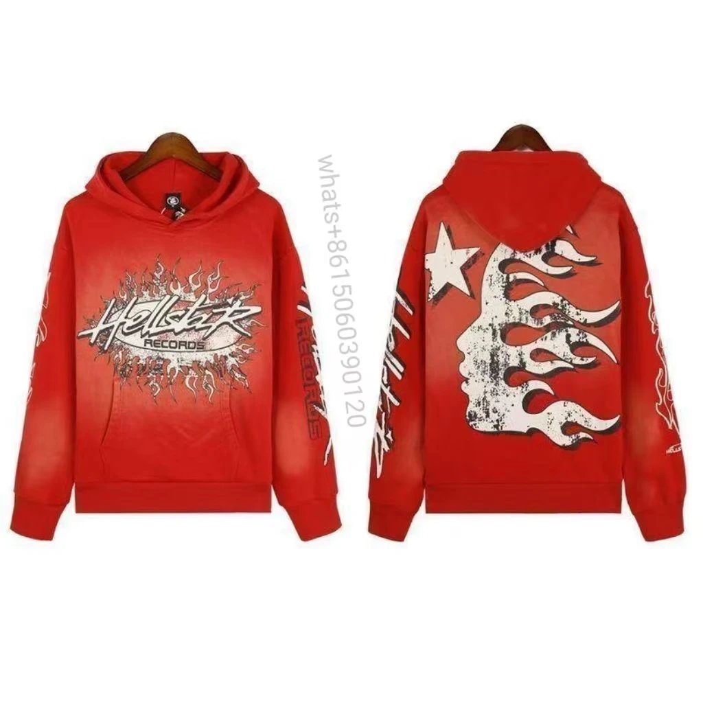 Hellstar Tracksuits Flame Graphic Hoodie and Flared Sweatpants Set — 31