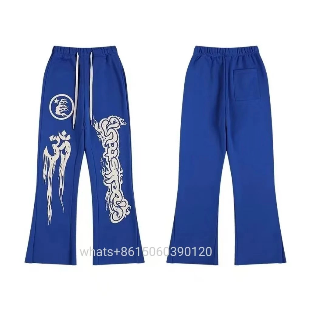 Hellstar Tracksuits Flame Graphic Hoodie and Flared Sweatpants Set — 2