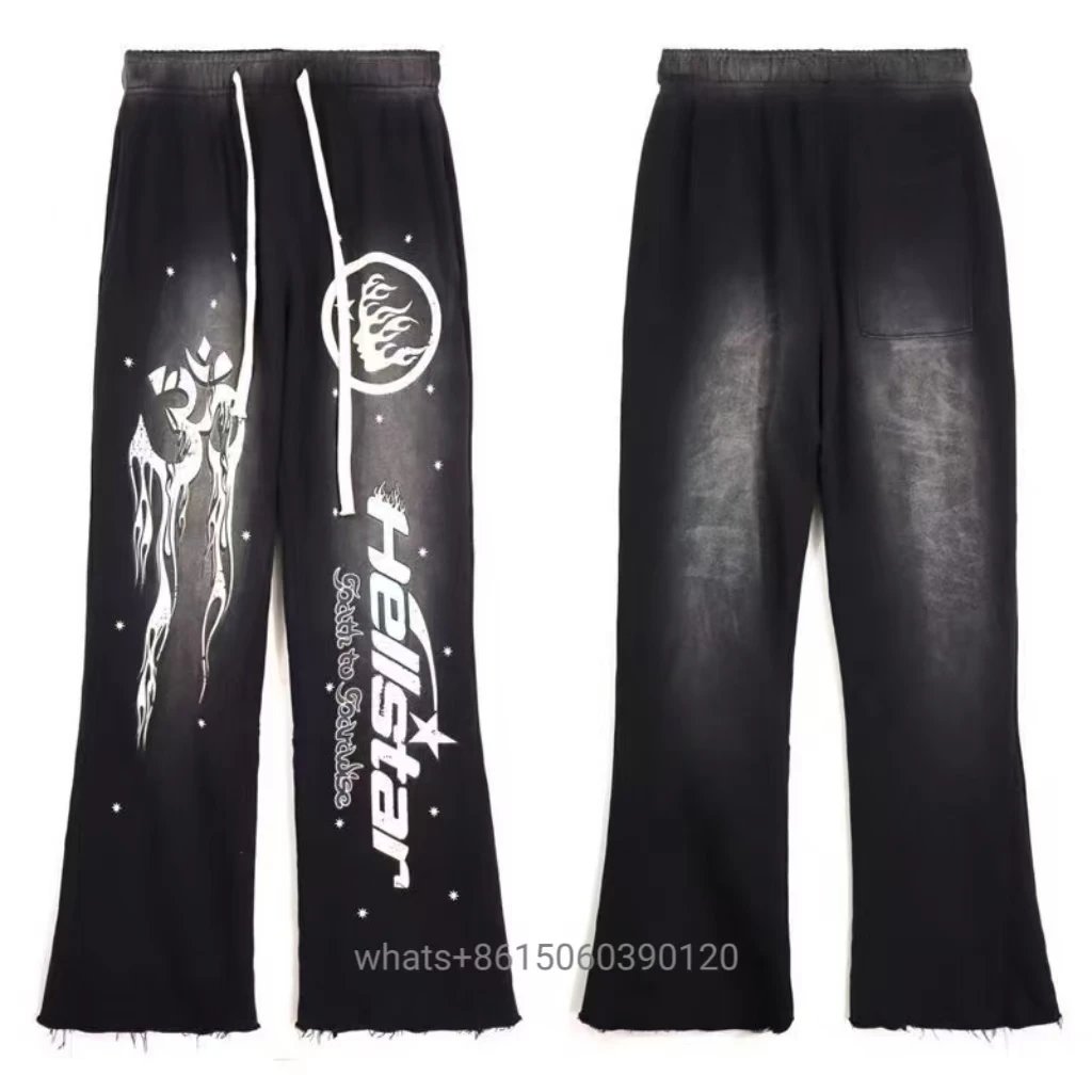 Hellstar Tracksuits Flame Graphic Hoodie and Flared Sweatpants Set — 29