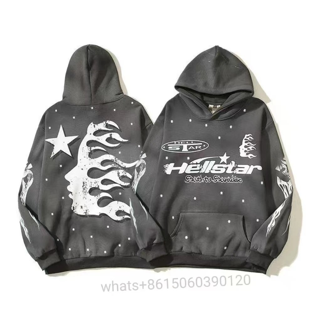 Hellstar Tracksuits Flame Graphic Hoodie and Flared Sweatpants Set — 39