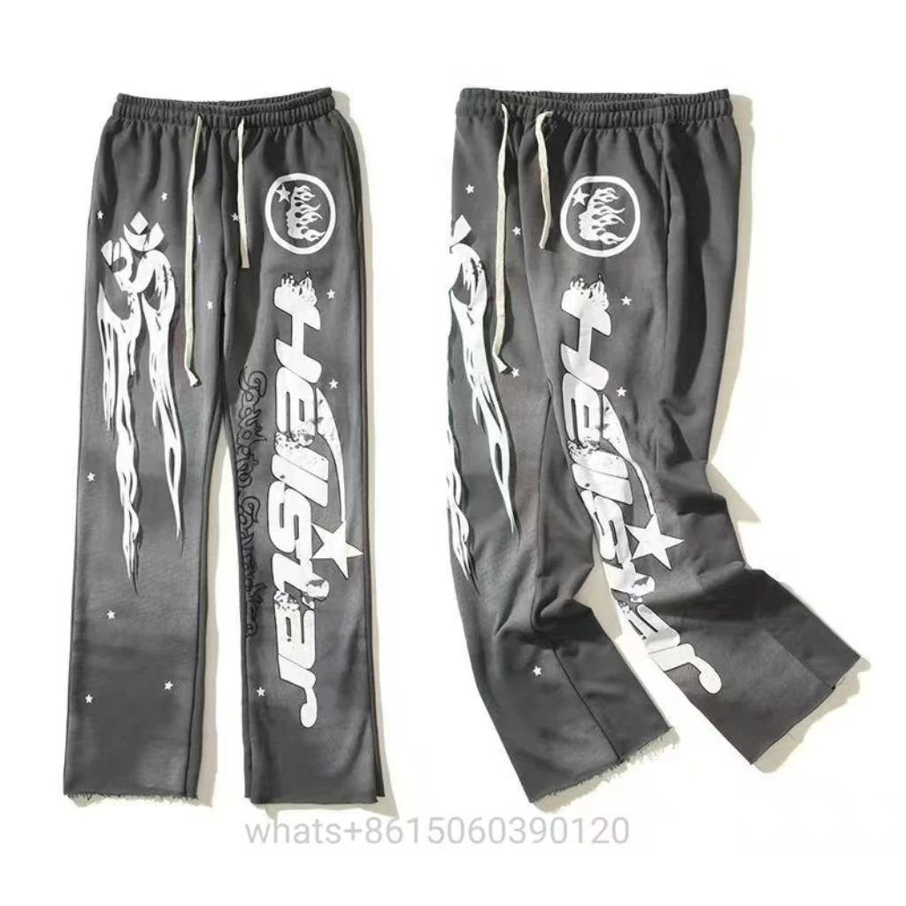 Hellstar Tracksuits Flame Graphic Hoodie and Flared Sweatpants Set — 40