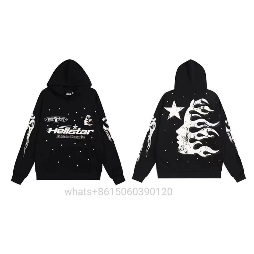 Hellstar Tracksuits Flame Graphic Hoodie and Flared Sweatpants Set — 30