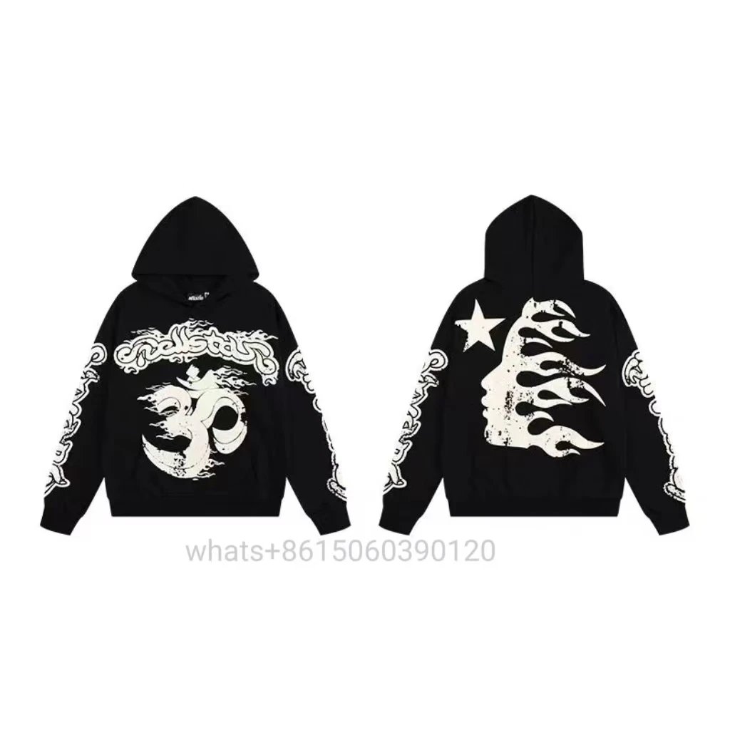 Hellstar Tracksuits Flame Graphic Hoodie and Flared Sweatpants Set — 3
