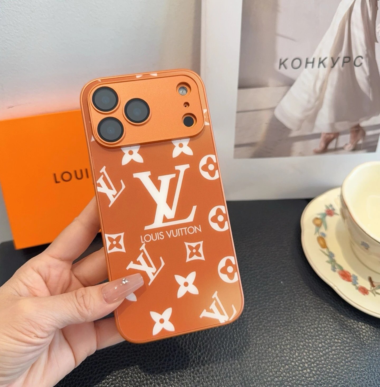 Louis Vuitton Phone Cases Patterned Case Collection — Old Flower-Xingyu Orange