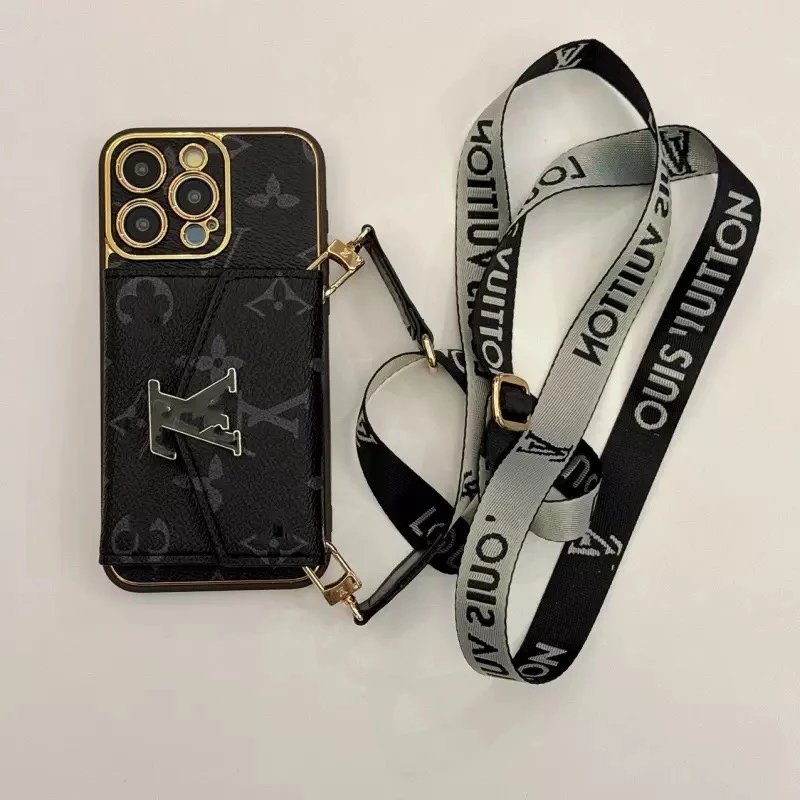 Louis Vuitton Phone Cases Patterned Case Collection — Large Flower Crossbody-Black