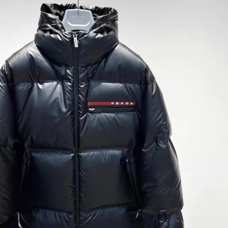 Pra Solid color zipper hooded down jacket-L