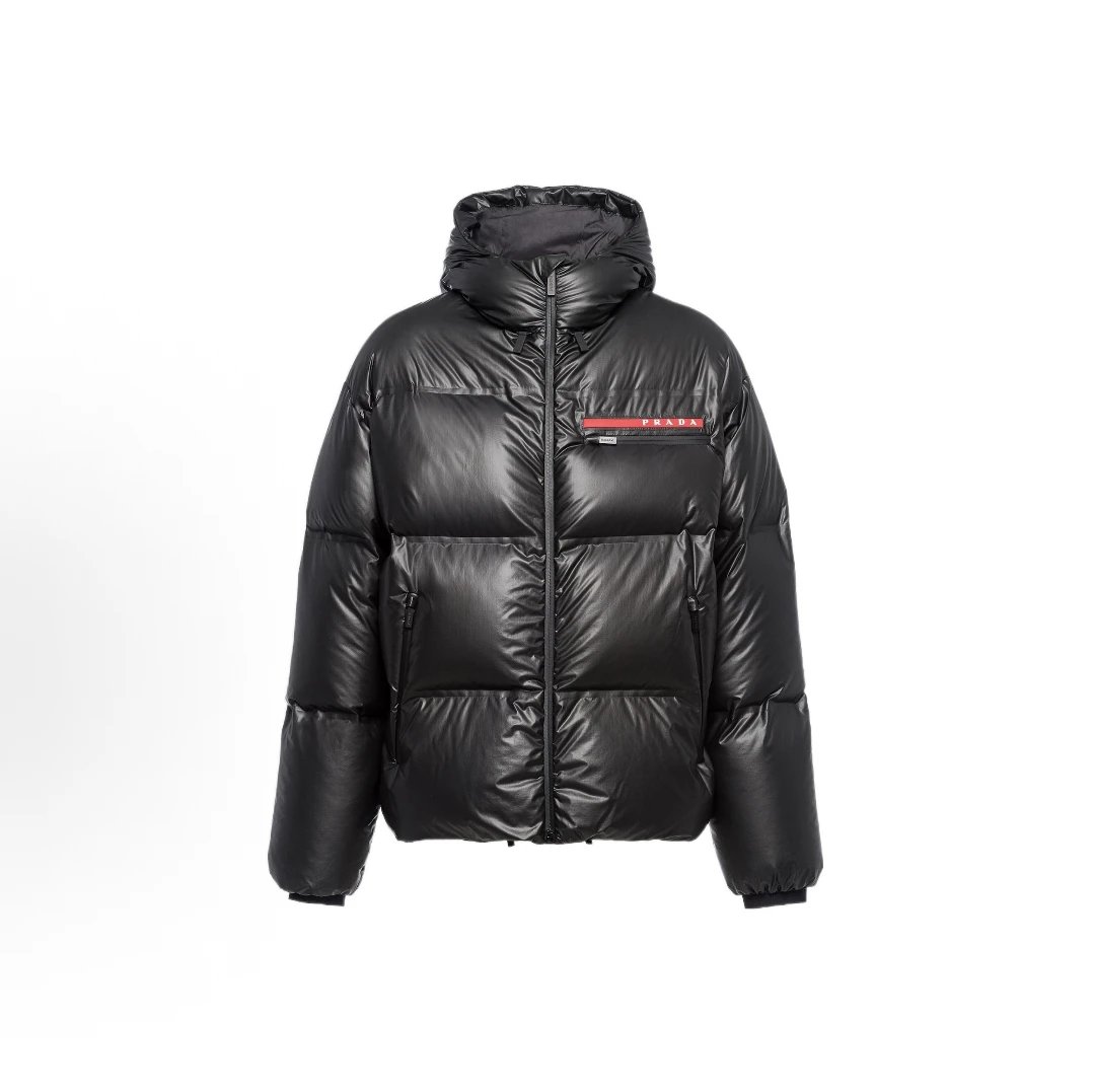 Pra Solid color zipper hooded down jacket-L