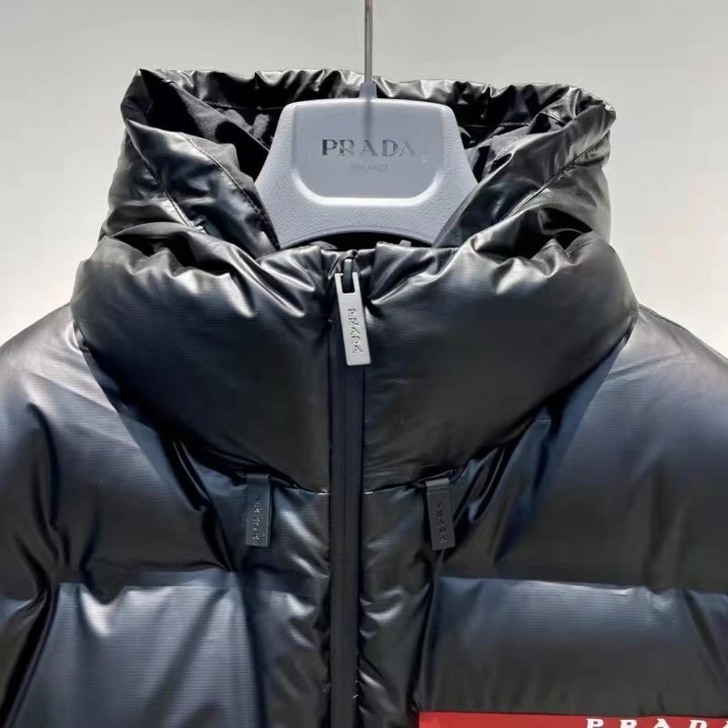 Pra Solid color zipper hooded down jacket-L