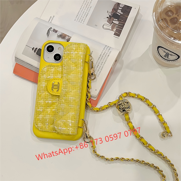 Design Chanel-inspired Tweed Phone Crossbody Case Yellow Phone Accessories Phone Case product listing in Litbuy spreadsheet finds