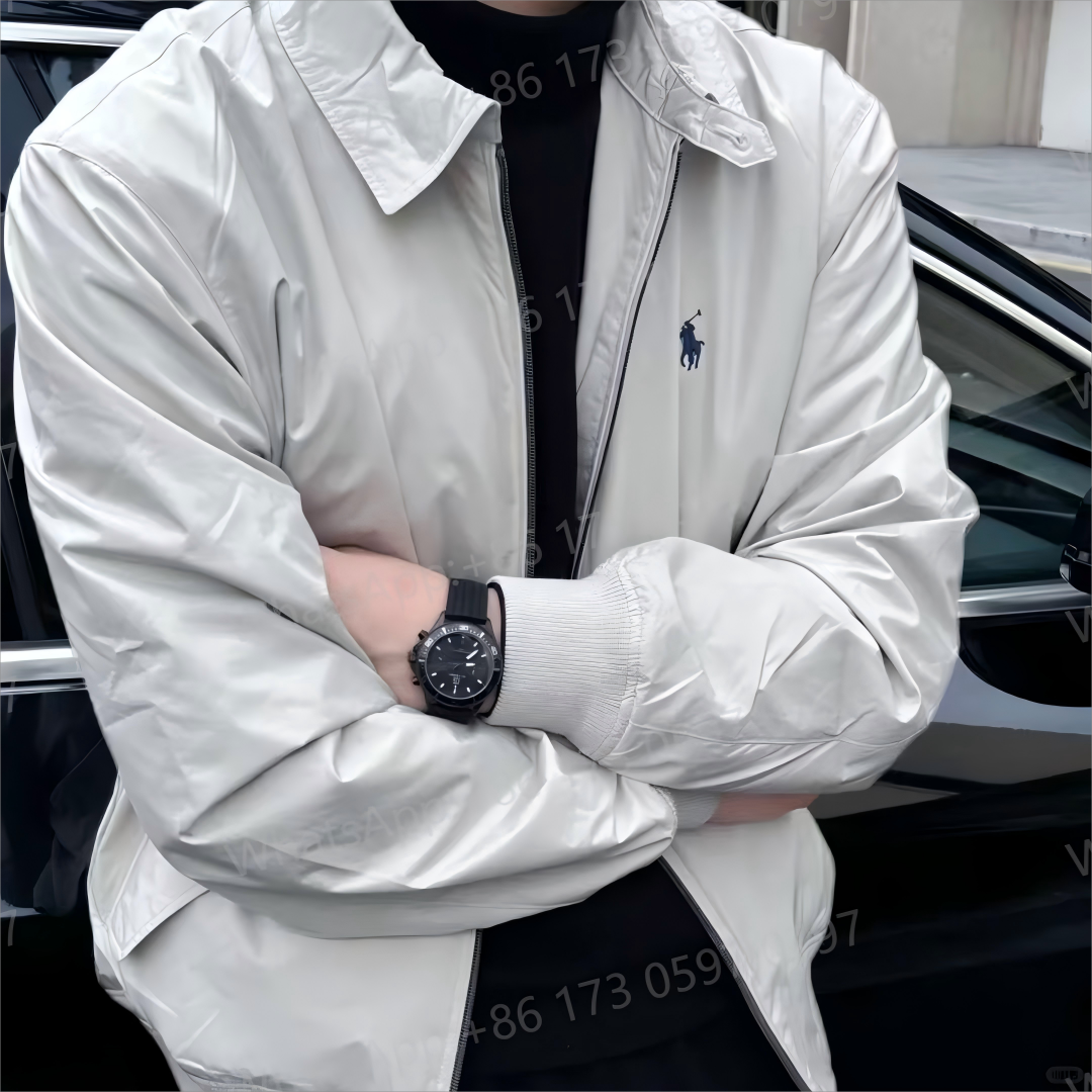 Polo Ralph Lauren Jackets Pony Logo Zip-Up Jacket — Off-white lapel jacket