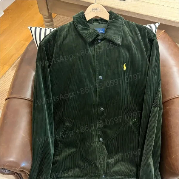 Polo Ralph Lauren Corduroy Coach Jacket Forest Green Outerwear Jacket - 1