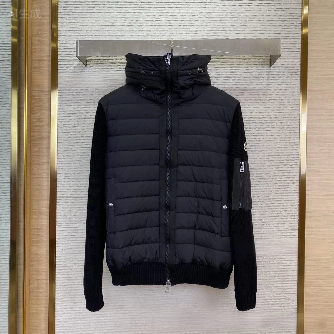 M0NCIer Black Hooded Cardigan NFC (Ships in 14 Days)