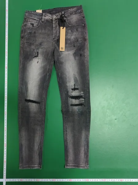 Amiri Distressed Patchwork Denim Jeans Gray - 16